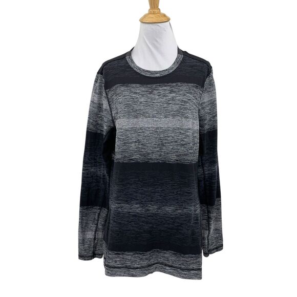 Lululemon Shirt Mens M Medium Black Gray Core Crew Rulu Long Sleeve Colorblock - Picture 1 of 12